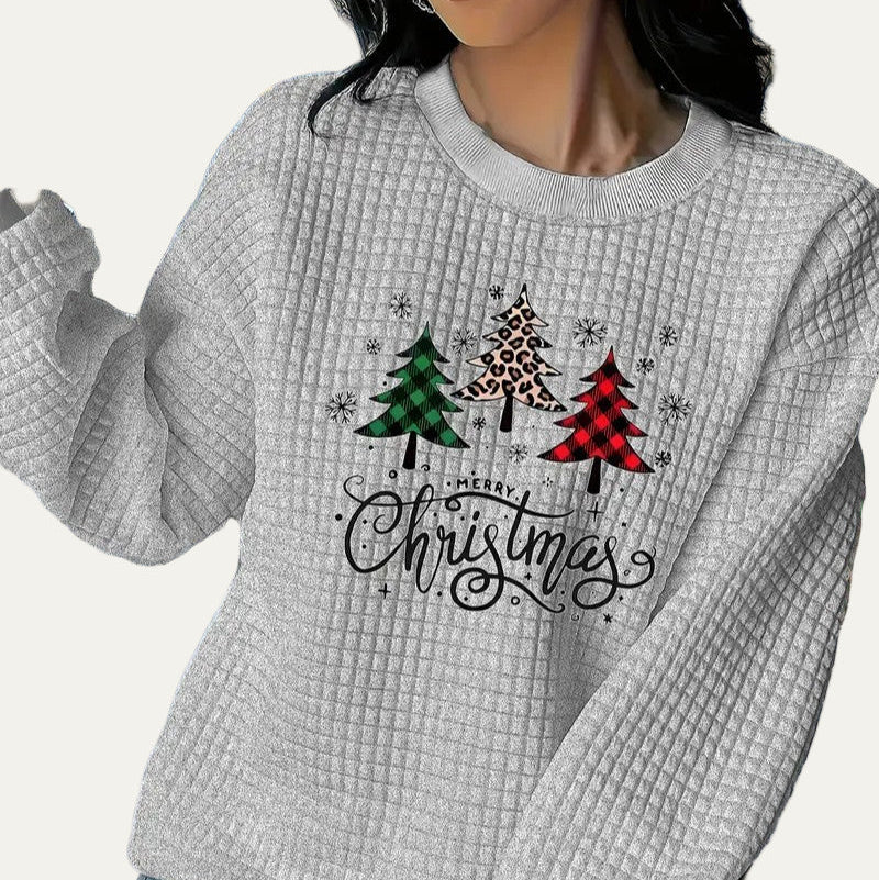 Festive Holiday Tree Printed Hoodie