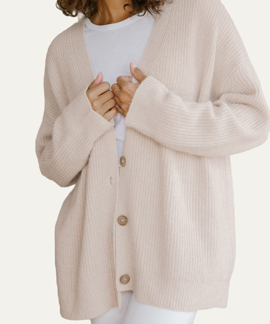 Cozy Large Knit Women's Cardigan Sweater