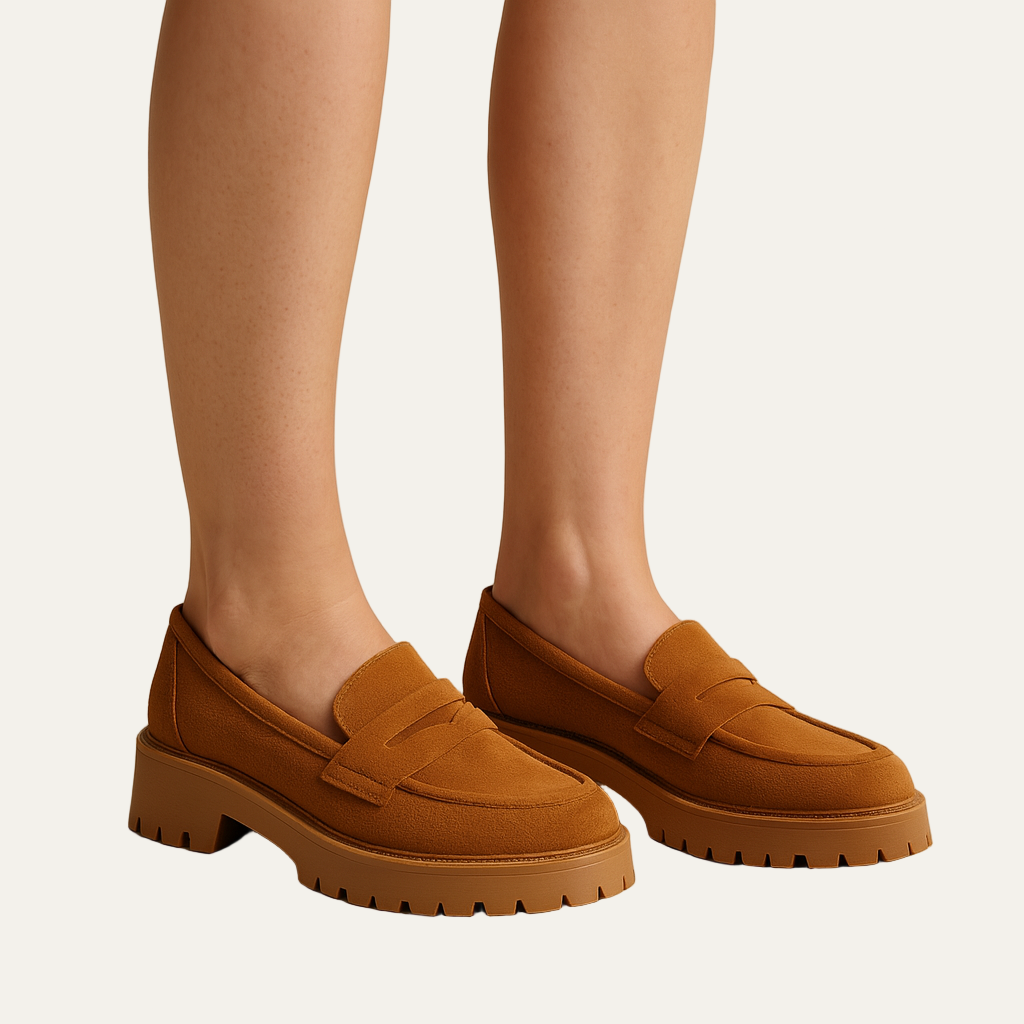 Comfortable Block Heel Slip On Loafers