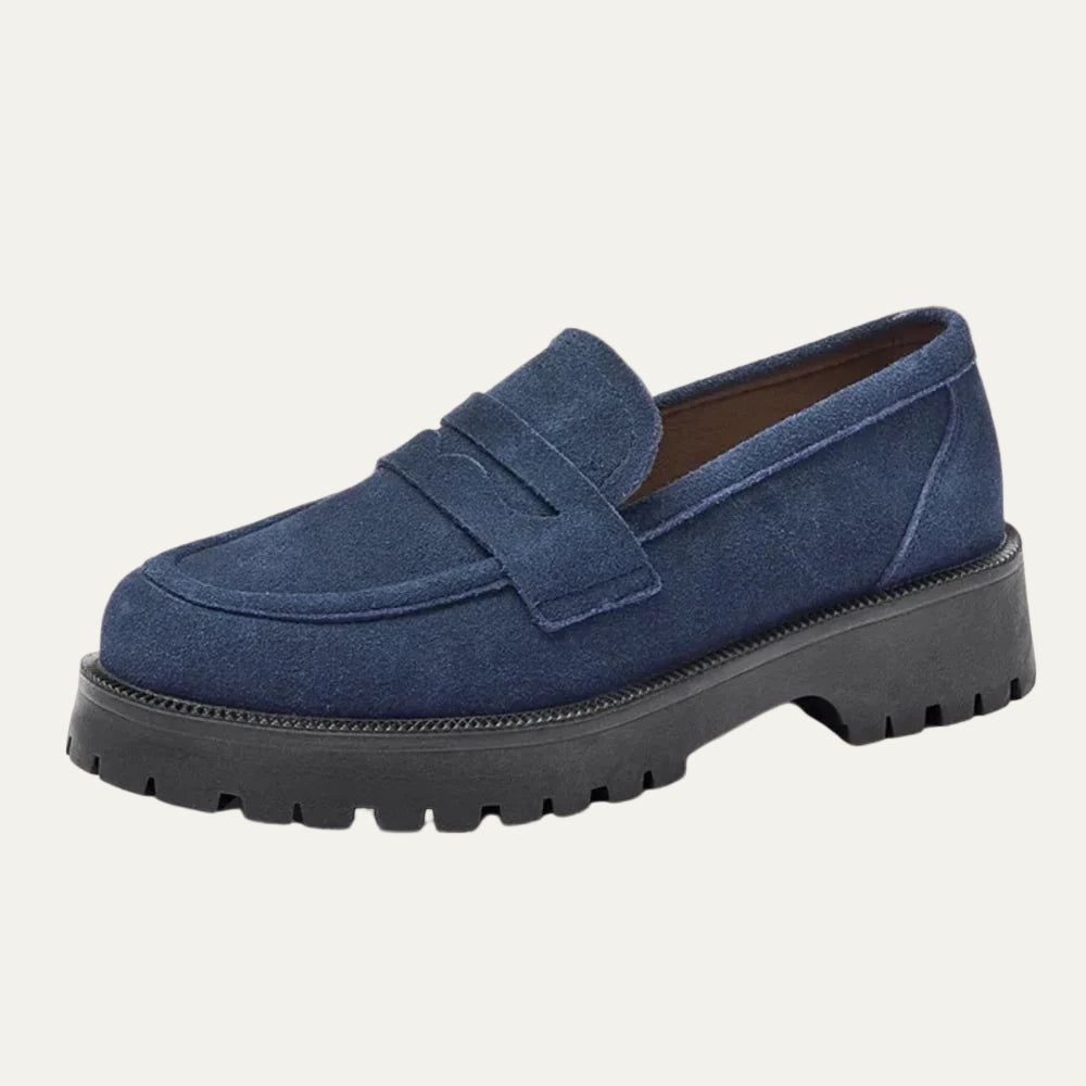 Comfortable Block Heel Slip On Loafers