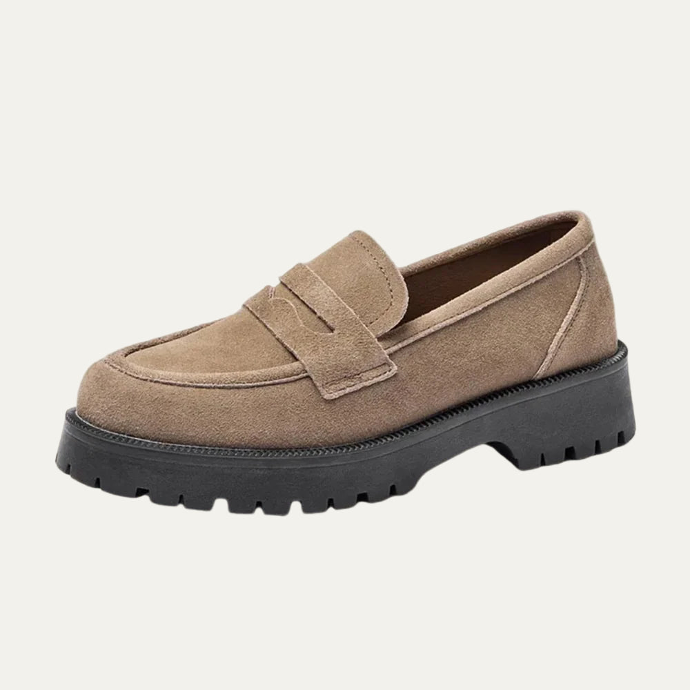 Comfortable Block Heel Slip On Loafers