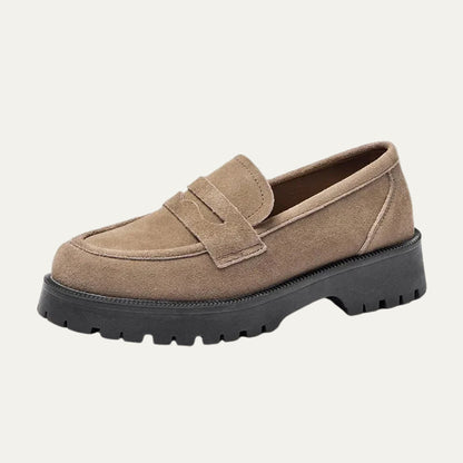 Comfortable Block Heel Slip On Loafers