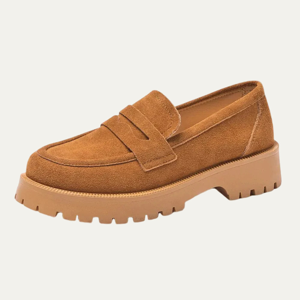 Comfortable Block Heel Slip On Loafers