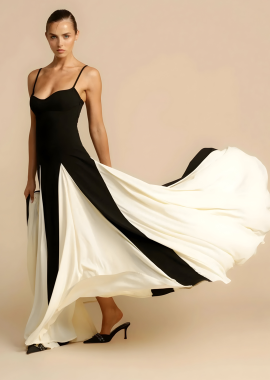 Women's Elegant Maxi Dress with Thin Straps - OutfitLondon