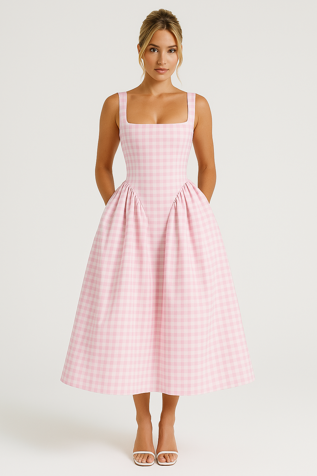 Traditional Check Midi Dress - OutfitLondon