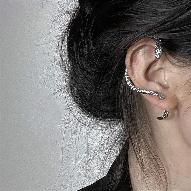 Trendy Snake Pattern Clip On Earrings for Women - OutfitLondon