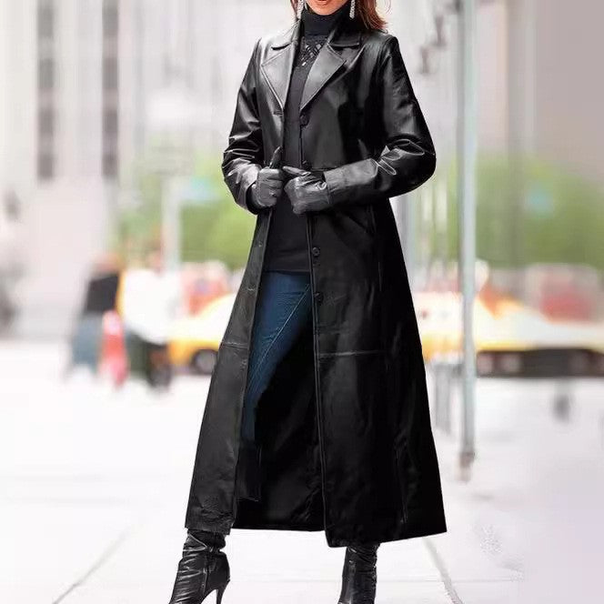 Chic Vegan Leather Jacket with Elegant Buttons - OutfitLondon