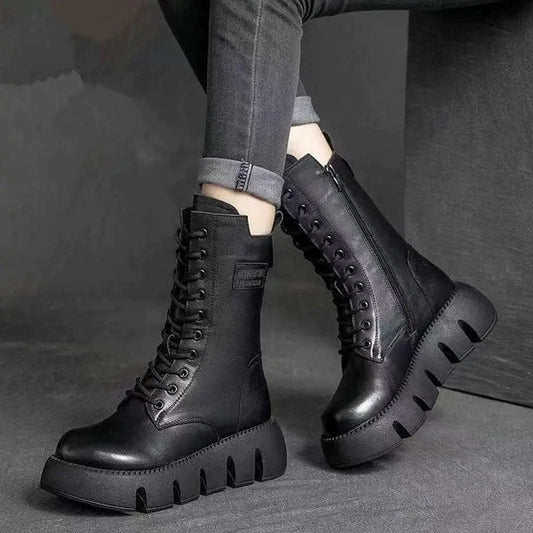 Women's Tall Brown Leather Boots - OutfitLondon
