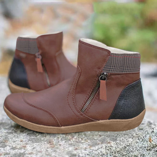 Women's Low Heel Zip Boots - OutfitLondon