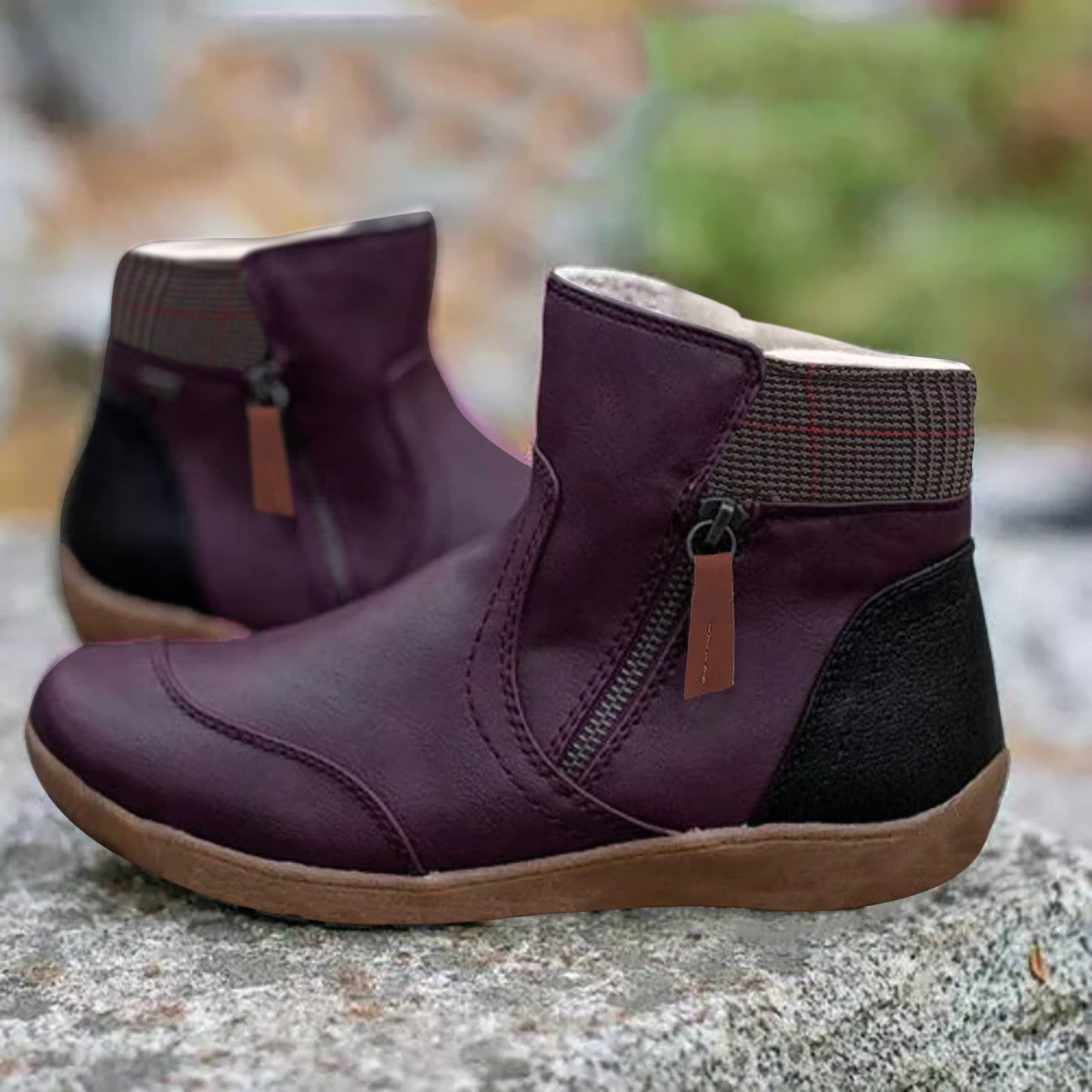 Women's Low Heel Zip Boots
