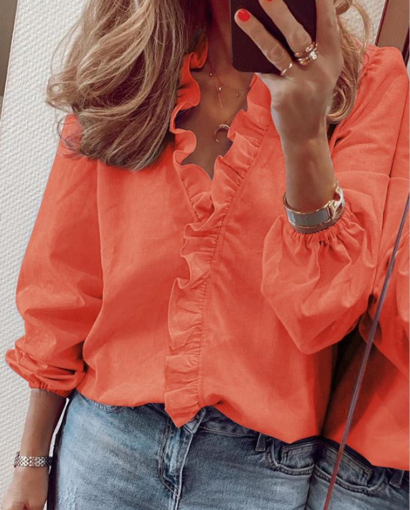 Chic Ruffle Front Women's Blouse