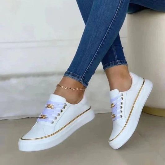Women's Fashion Sneakers with Silver Details - OutfitLondon