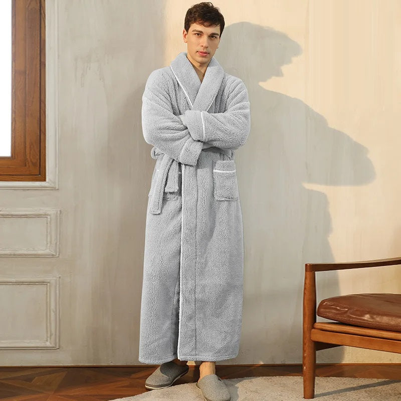 Cozy Hooded Mens Robe with Soft Fleece Lining - OutfitLondon