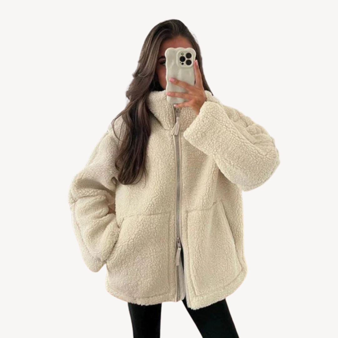 Ladies Oversized Casual Zip Jacket - OutfitLondon