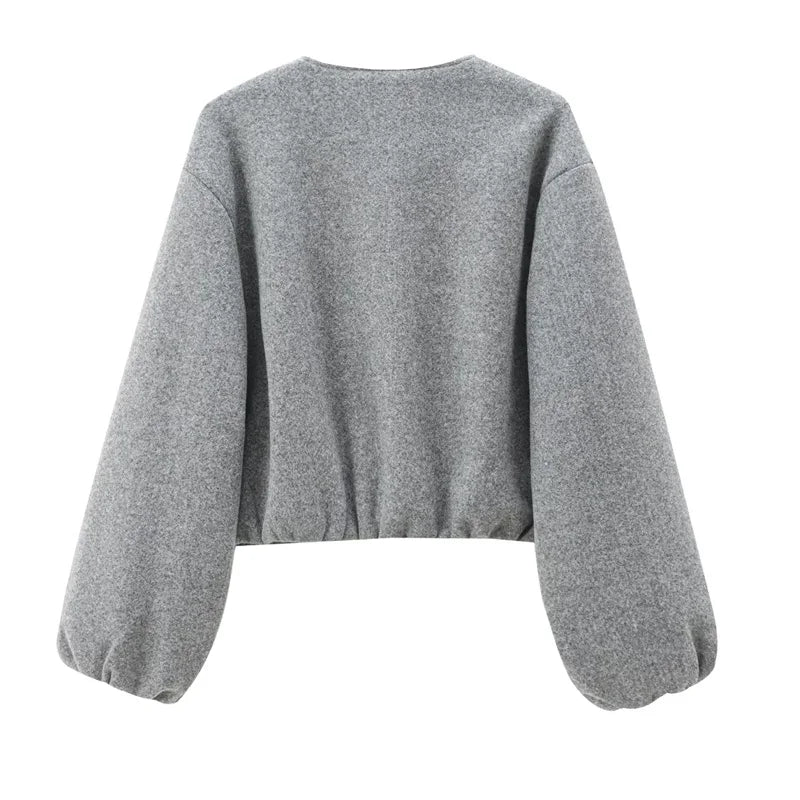 Women's Short Bomber Fall Jacket with Zip Front