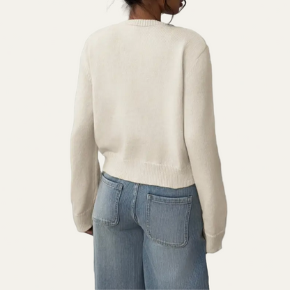 Women's Short Crew Neck Sweater Cardigan