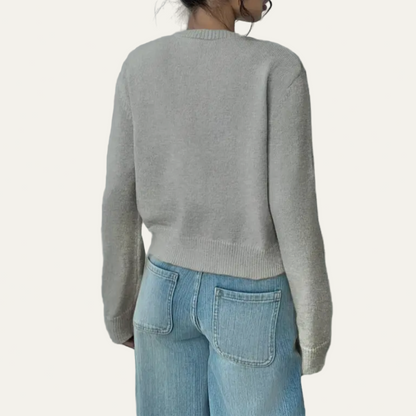 Women's Short Crew Neck Sweater Cardigan