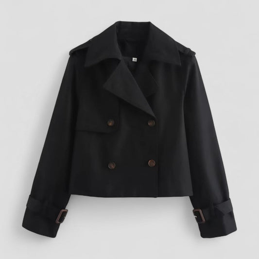 Classic Double Breasted Short Trench Coat Jacket - OutfitLondon