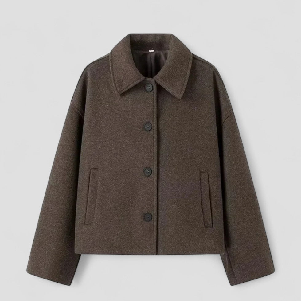 Ladies' Short Fitted Wool Coat Jacket - OutfitLondon