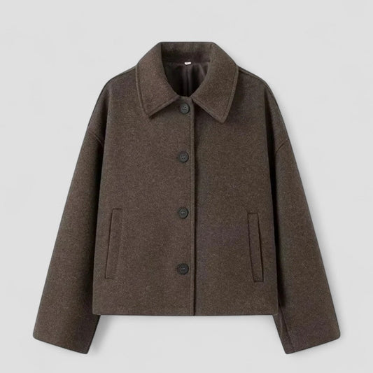 Ladies' Short Fitted Wool Coat Jacket - OutfitLondon