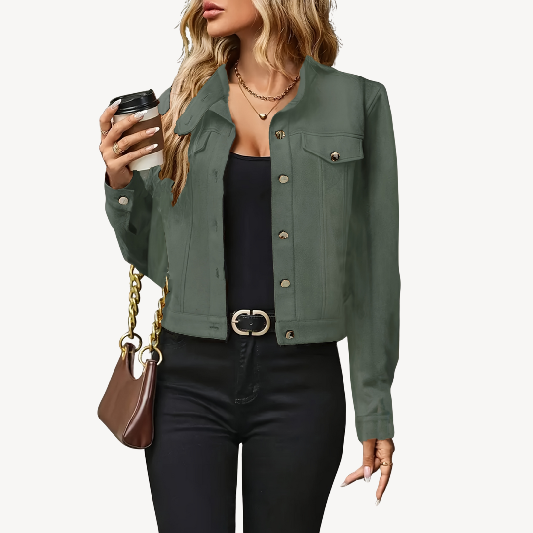 Feminine Fit Short Blue Jean Jacket - OutfitLondon