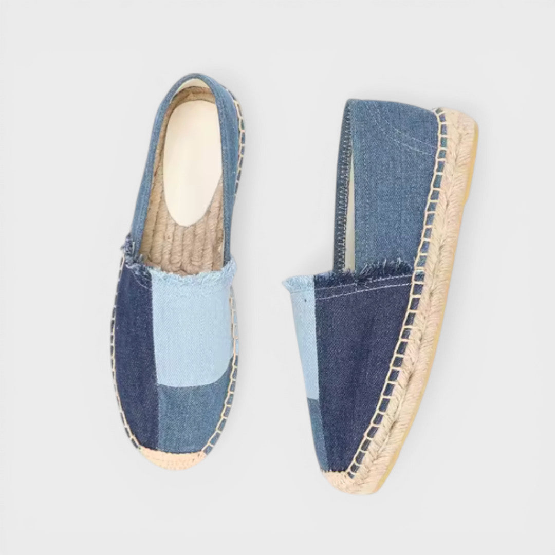 Women's Casual Denim Slip-On Espadrilles with Fringe Detail