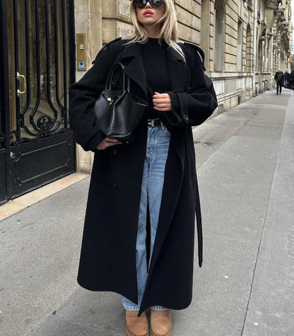 Classic Women's Double Breasted Belted Trench Coat