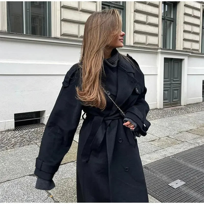 Classic Women's Double Breasted Belted Trench Coat