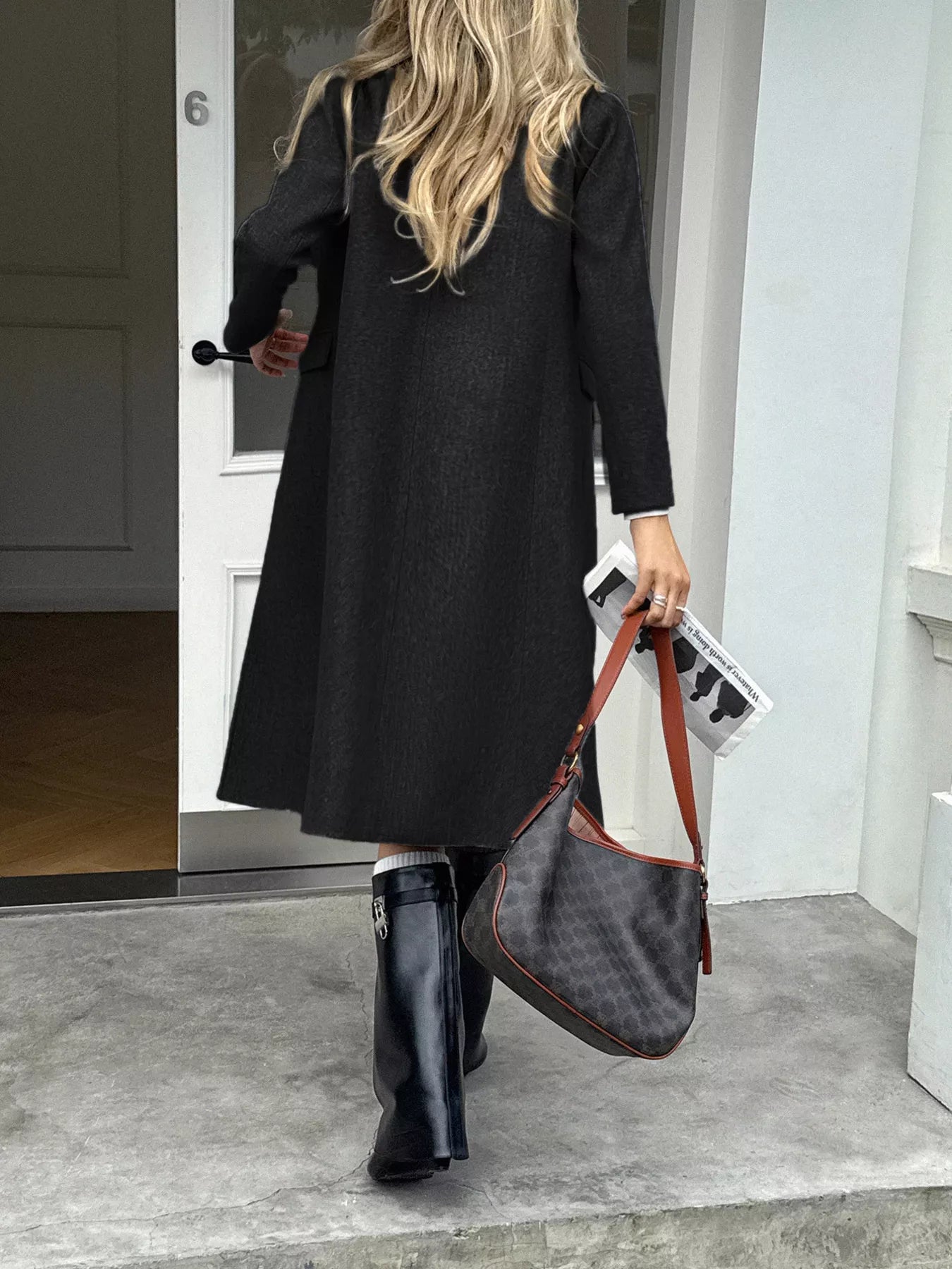 Classic Women's Tailored Overcoat with Pockets