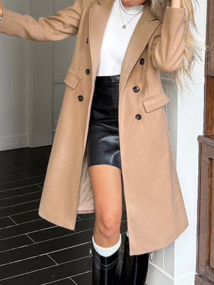 Classic Women's Tailored Overcoat with Pockets