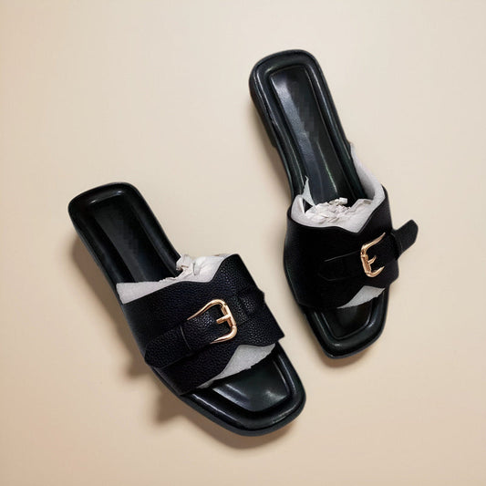 Women's Elegant Leather Flat Slippers