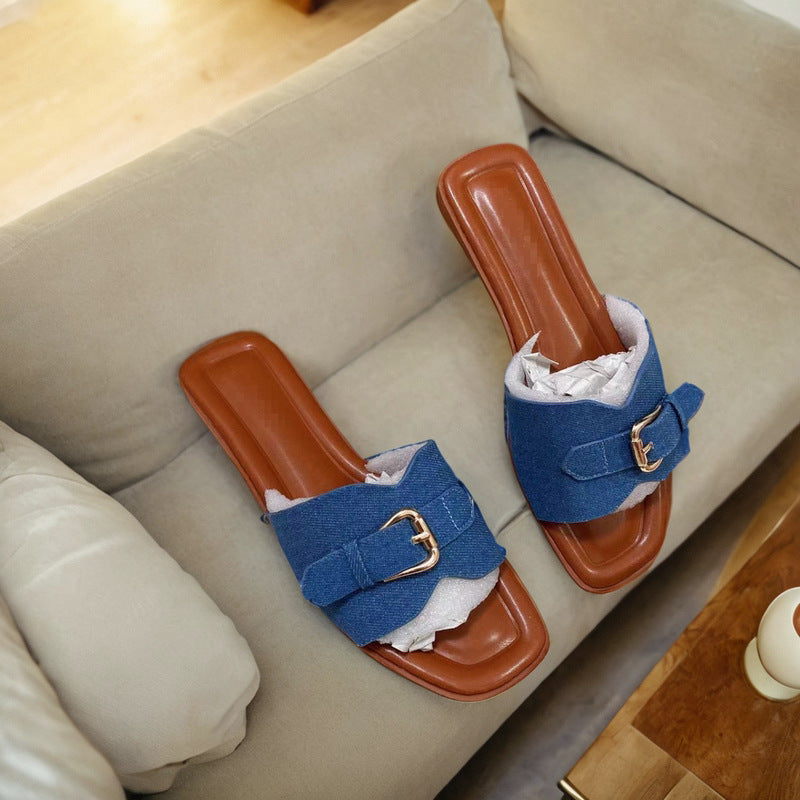 Women's Elegant Leather Flat Slippers