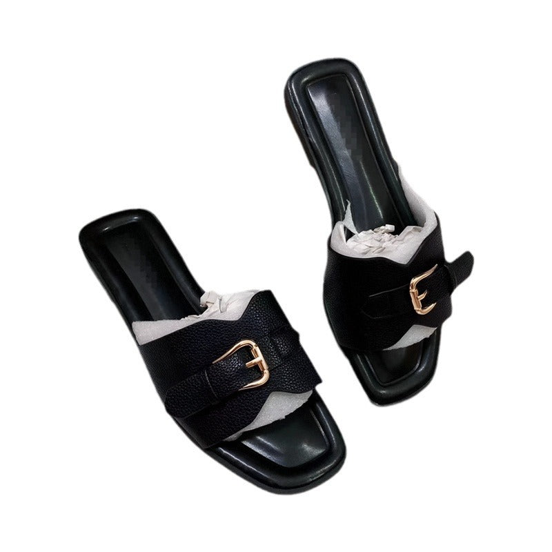 Women's Elegant Leather Flat Slippers