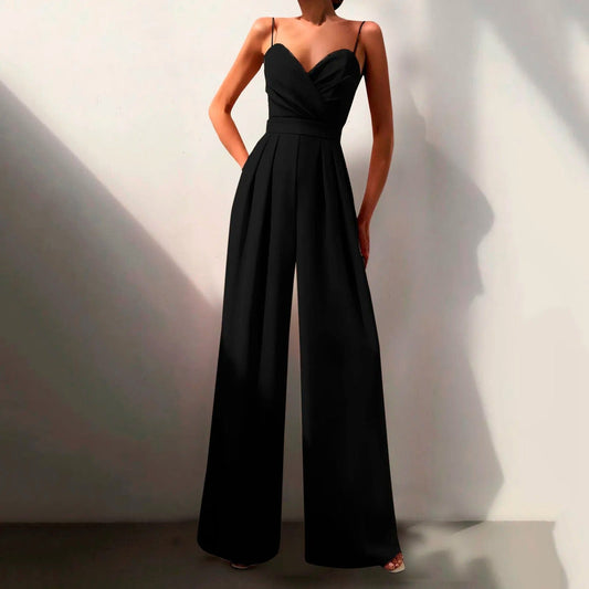 Women's Elegant Lightweight V-Neck Jumpsuit