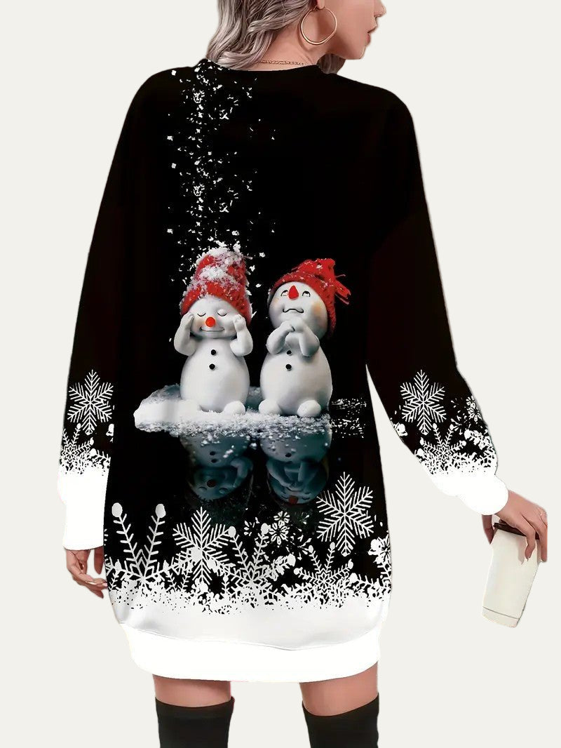 Festive Holiday Graphic Sweater Dress for Women