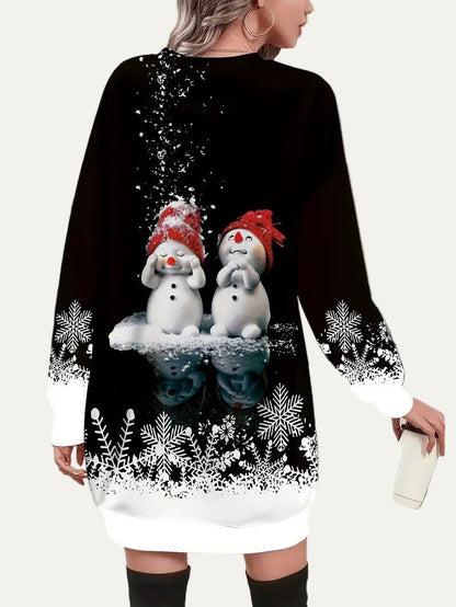 Festive Holiday Graphic Sweater Dress for Women