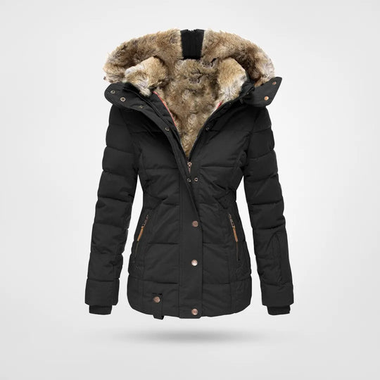 Ladies Fake Fur Hooded Puff Coat - OutfitLondon