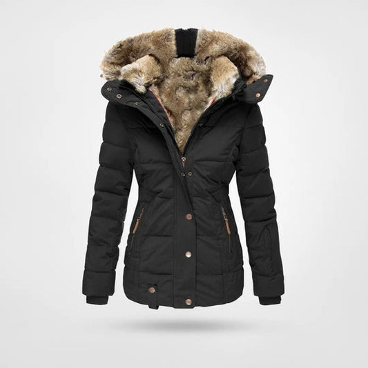 Ladies Fake Fur Hooded Puff Coat - OutfitLondon
