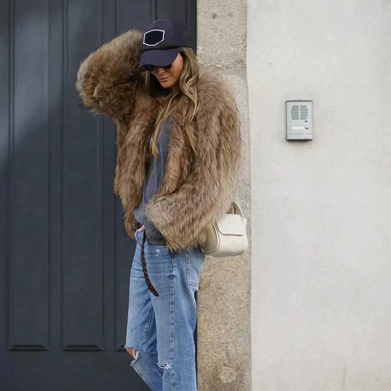 Chic Ladies Faux Fur Winter Coat