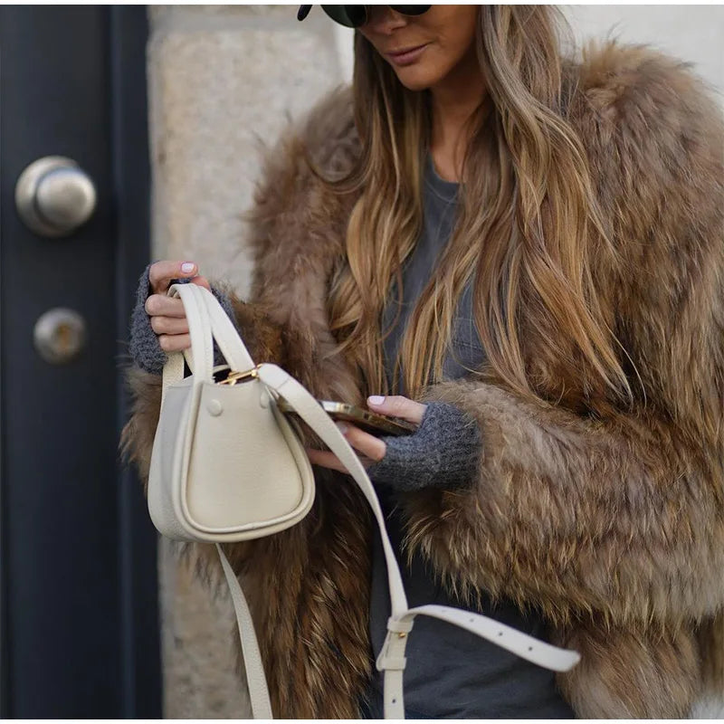 Chic Ladies Faux Fur Winter Coat