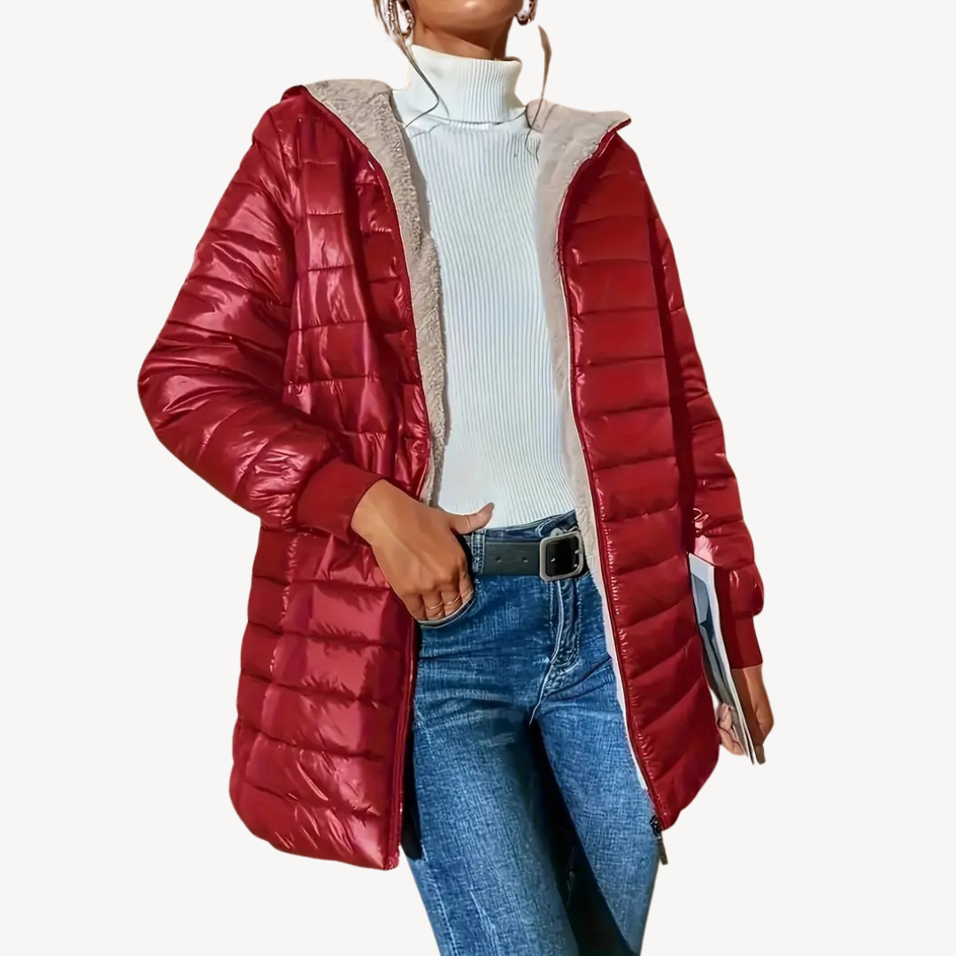 Ladies Soft Faux Fur Parka Coat
