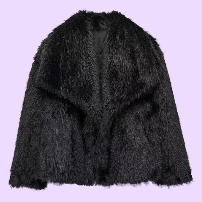 Kurze Kunstpelz-Jacke für Damen