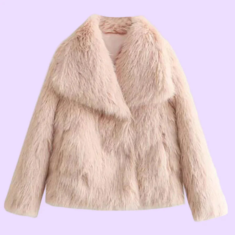 Kurze Kunstpelz-Jacke für Damen
