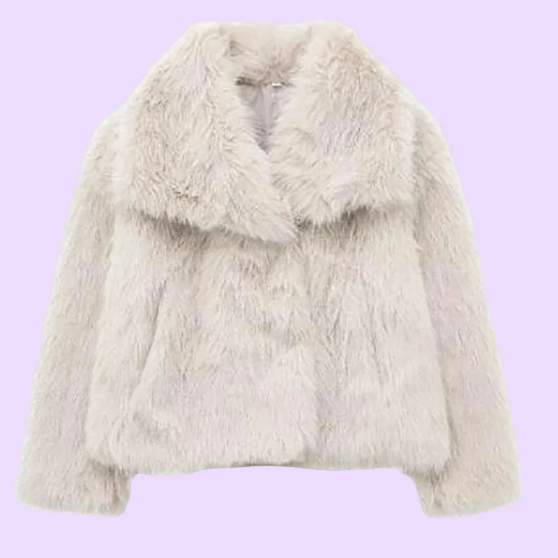 Kurze Kunstpelz-Jacke für Damen
