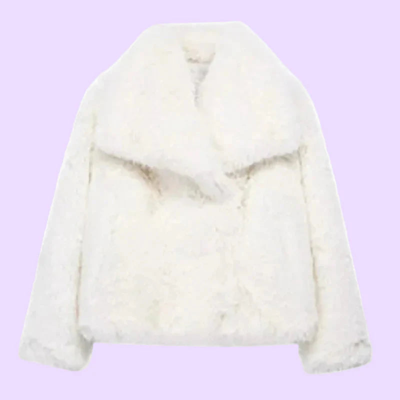 Kurze Kunstpelz-Jacke für Damen