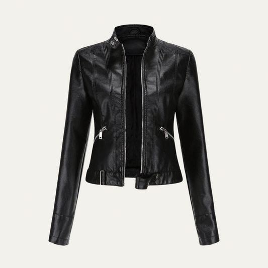 Slim Fit Vegan Leather Women's Jacket - OutfitLondon