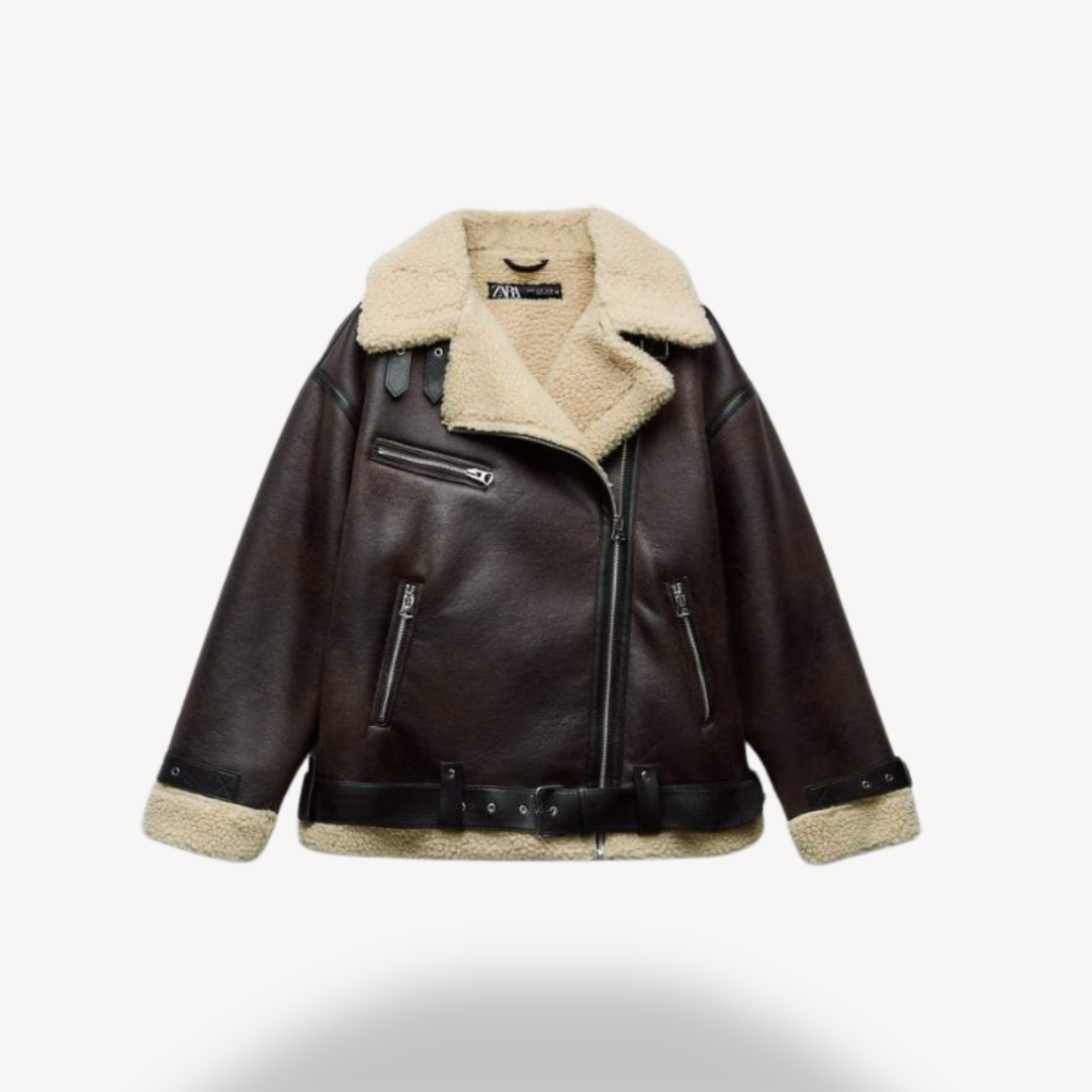 Soft Faux Fur Aviator Coat Brown - OutfitLondon