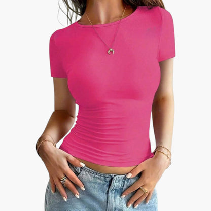 Women's Casual Cotton Fitted Short Sleeve T-Shirt