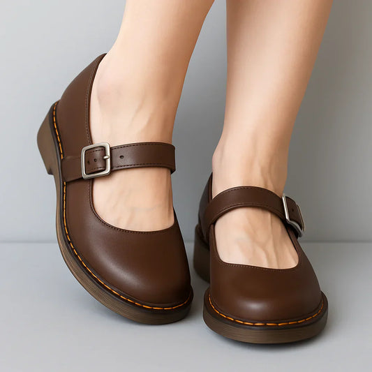 Women's Elegant Low Heel Ankle Strap Shoes - OutfitLondon