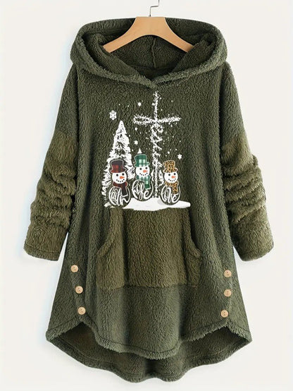 Soft Plush Festive Holiday Hooded Blanket